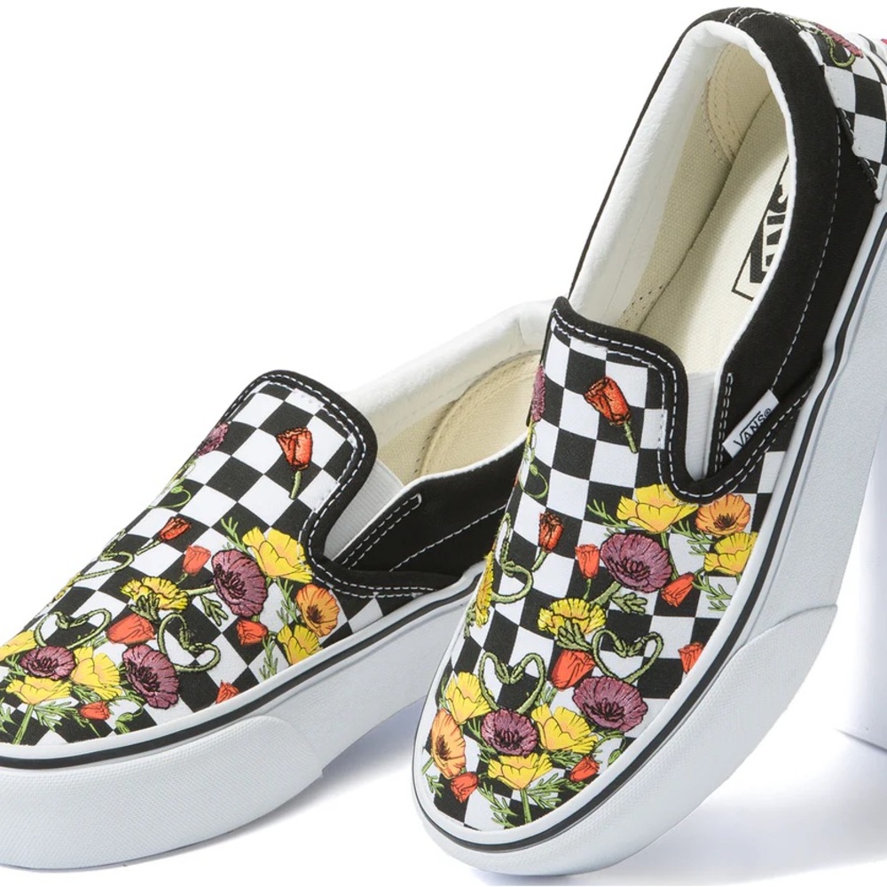 Vans Classic Slip-On Platform Poppy Checkerboard Black/Multi